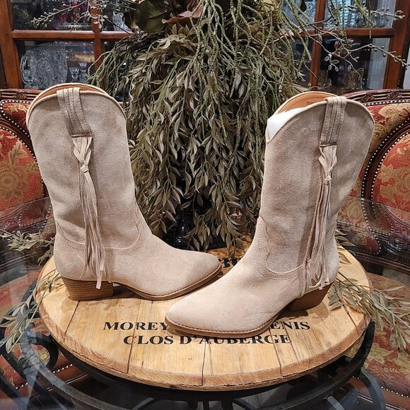 New Beast Fashion Dallas Fringe Suede Western Cowboy Boots Sz 7 - Picture 1 of 7